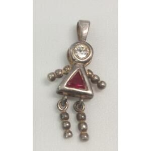 Birthstone Brats Girl Kid Sterling Silver Vintage Bratz Red Pendant 925 July VTG